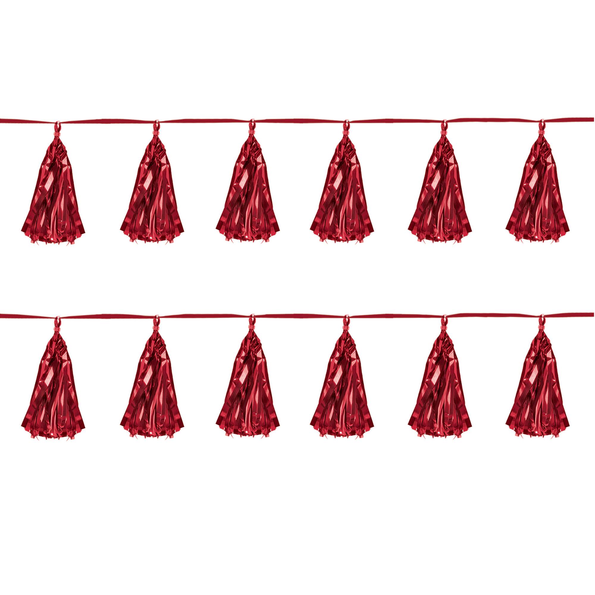 Beistle 8ft. Red Metallic Tassel Garlands, 2ct.